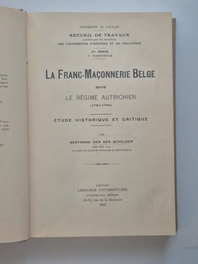 La Franc-Maçonnerie Belge sous le régime Autrichien